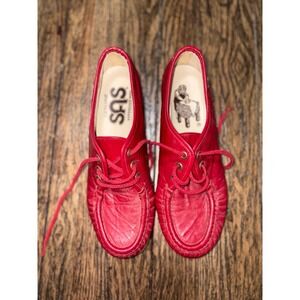 red SAS Bounce moccasins genuine leather 6.5 N